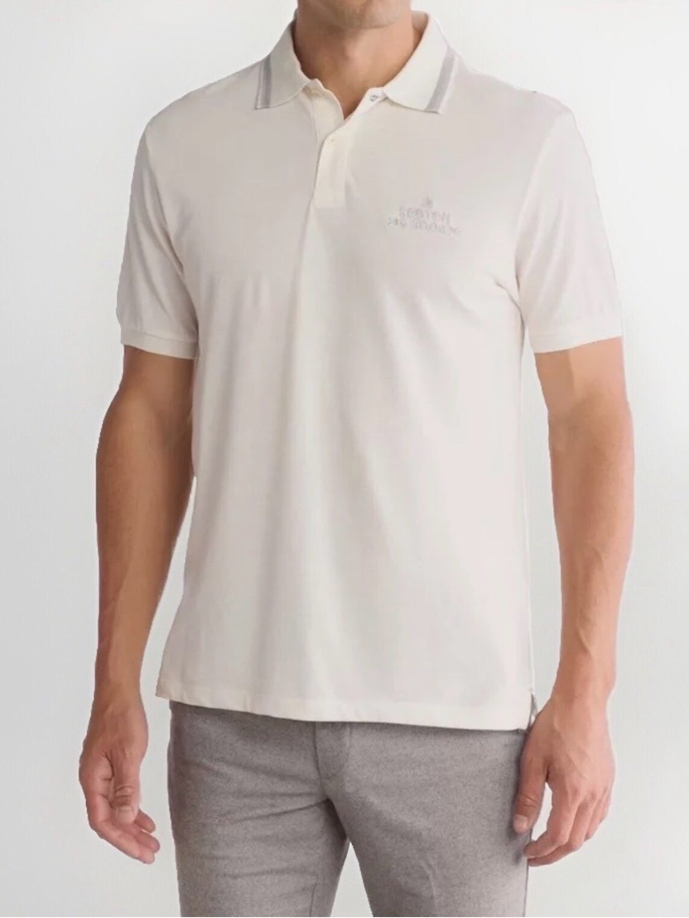 Scotch & Soda Cream Short-Sleeve Polo